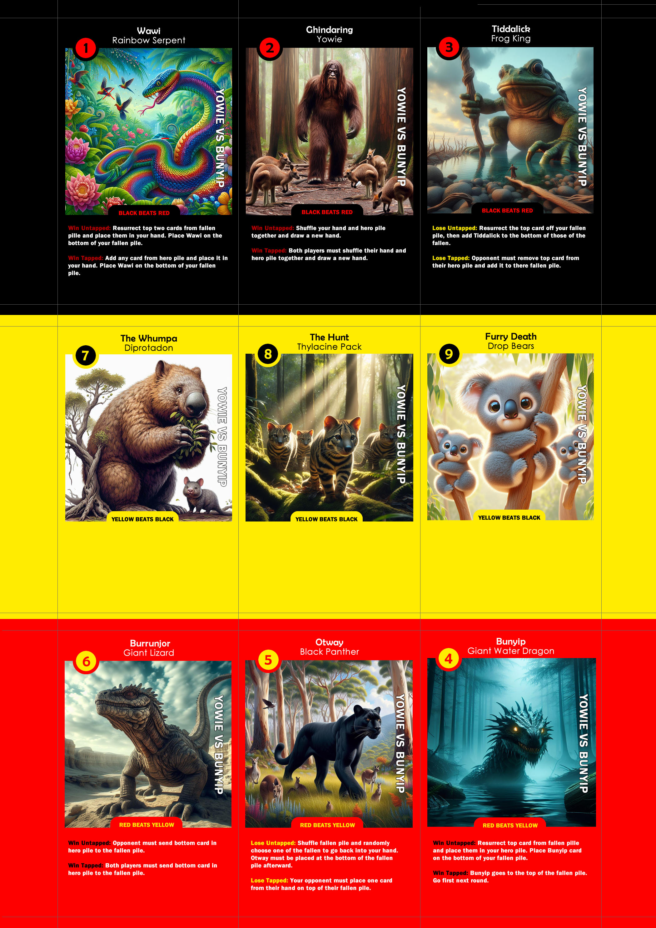 Yowie vs Bunyip card deck preview
